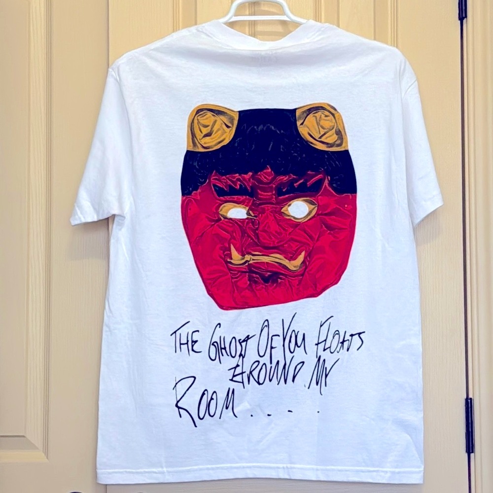 White Graphic T-Shirt with Mask Design